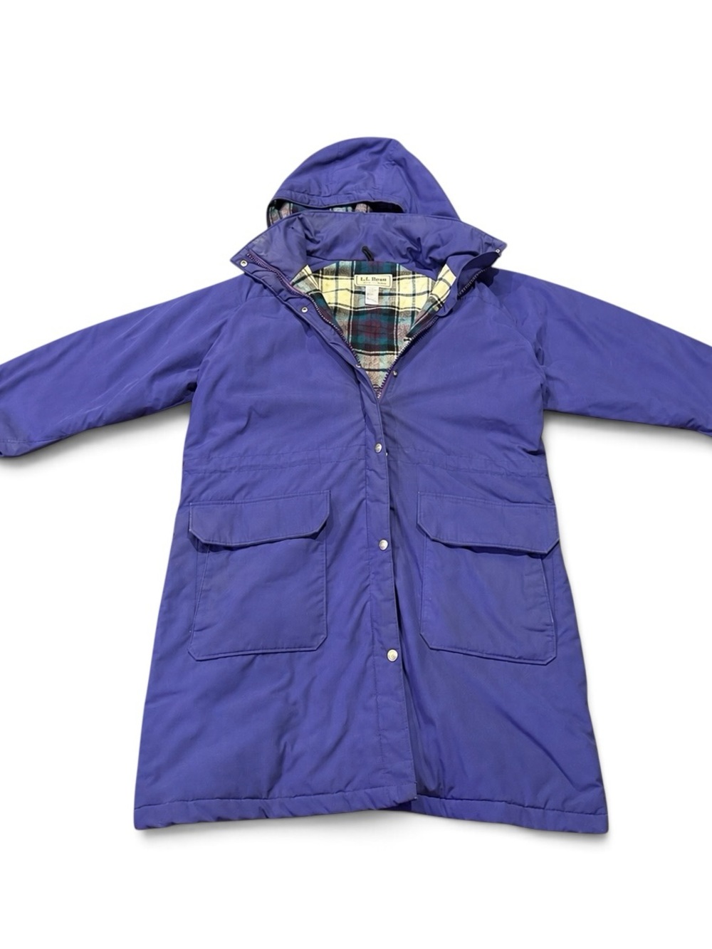 Women’s Vintage LL Bean Large puffer down USA trench Hooded Long Jacket purple